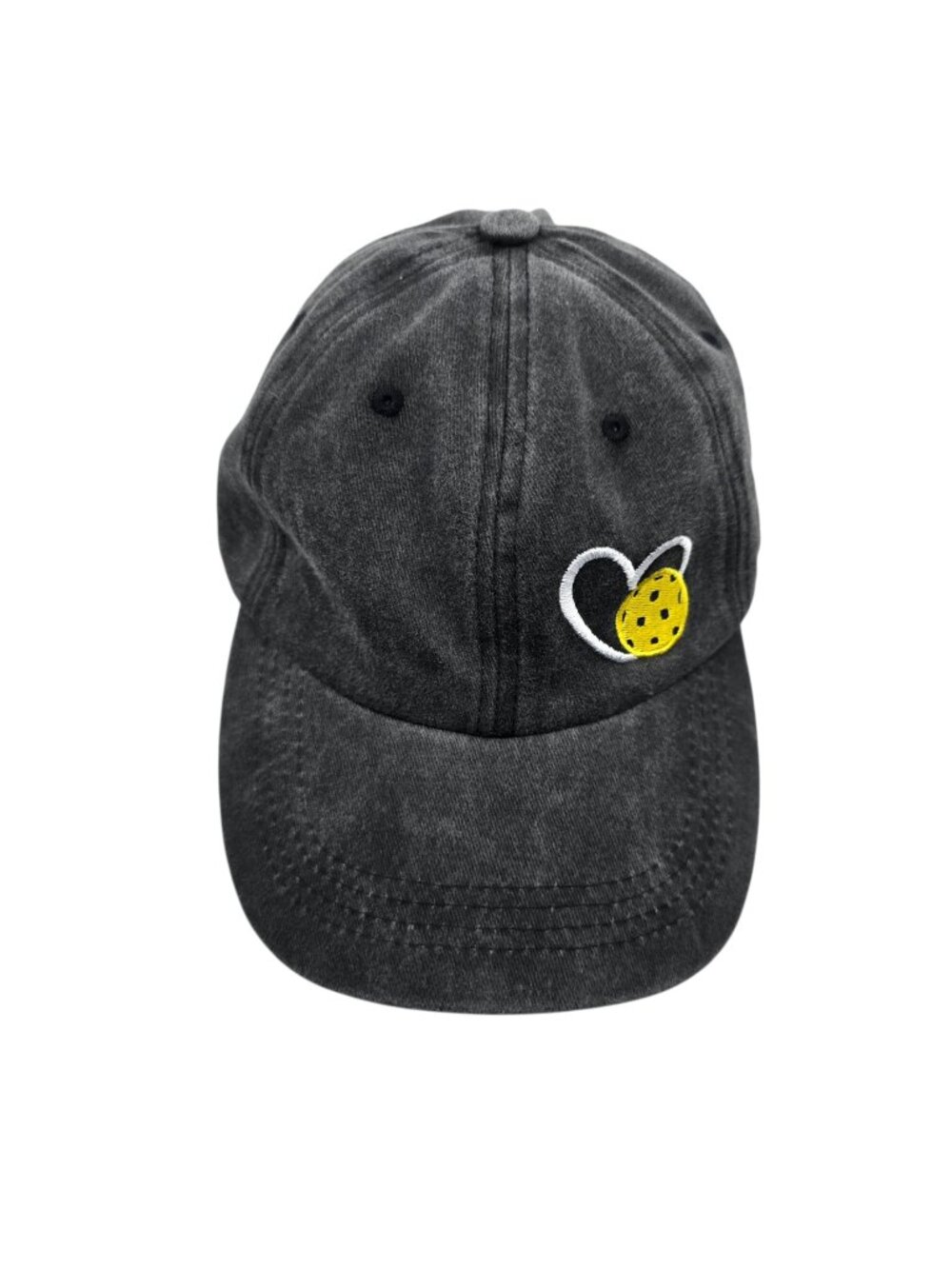 Acid Washed Pickleball Embroidered Adjustable Baseball Cap Hat 100% Cotton OSFM